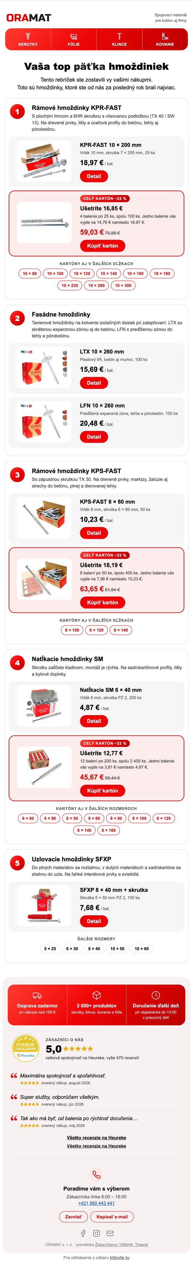 E-mail marketing pre e-shop Oramat.sk Ukážka e-mail marketingu pre e-shop Oramat.sk