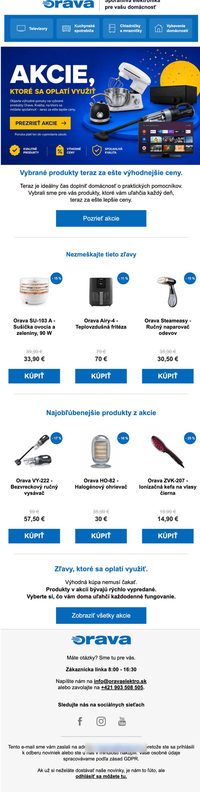 E-mail marketing pre e-shop Oravaelektro.sk Ukážka e-mail marketingu pre e-shop Oravaelektro.sk