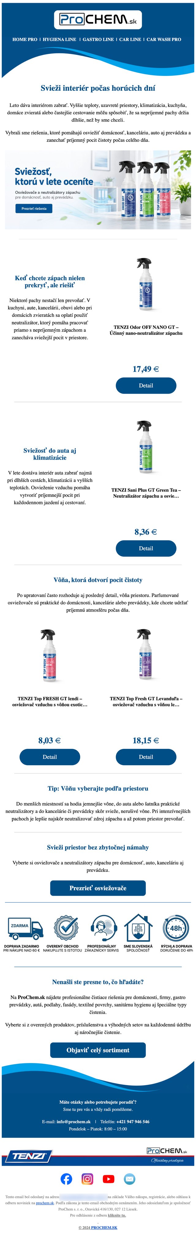 E-mail marketing pre e-shop ProChem.sk Ukážka e-mail marketingu pre e-shop ProChem.sk